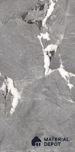 Marble Floor & Wall Tile TL 09180 Scion Grey 4 ft x 2 ft Dazzle Finish Vitrified Tile - 9 mm | 7 Random Design | Suitable For Living Room, Bedroom, Dining Area