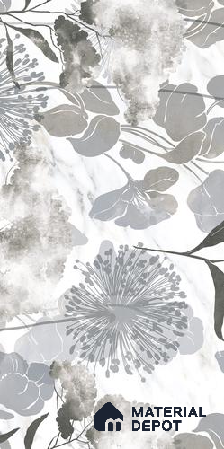 Floral Wall Tile TL 09269 Alabaster White Decore 4 ft x 2 ft Fusion Finish Vitrified Tile - 9 mm | 1 Random Design | Suitable For Living Room, Bedroom, Dining Area