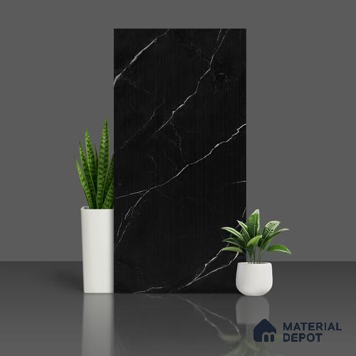 TL 07976 C.B Statuario Matt -Black 4 ft x 2 ft Matte Finish GVT Vitrified Tile - 9 mm