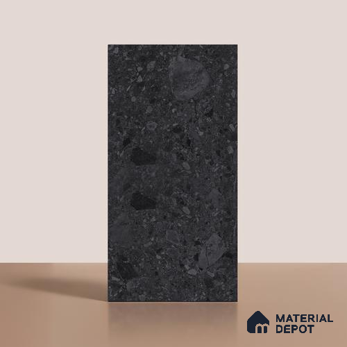 Stone Floor & Wall Tile TL 07901 E Fossil Svart 4 ft x 2 ft Matte Finish Endless Vitrified Tile - 9 mm  | Suitable For living Room, Bedroom, Bathroom