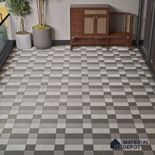 Parking Floor Tile TL 02336 16 x 16 inch Vitrified Anti Skid Matte Finish Heavy Duty Tile - 12 mm | Suitable For Outdoor, Heavy Traffic Areas | Pattern Alignment May Vary | 2-3 mm Spacer is Mandatory