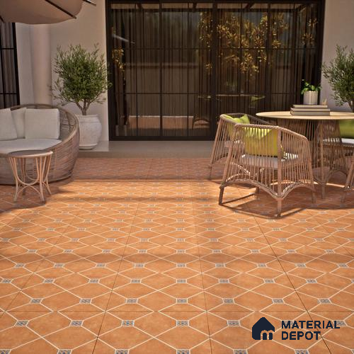 Parking Floor Tile TL 02338 16 x 16 inch Vitrified Anti Skid Matte Finish Heavy Duty Tile - 12 mm | Suitable For Outdoor, Balcony, Terrace | Pattern Alignment May Vary | 2-3 mm Spacer is Mandatory