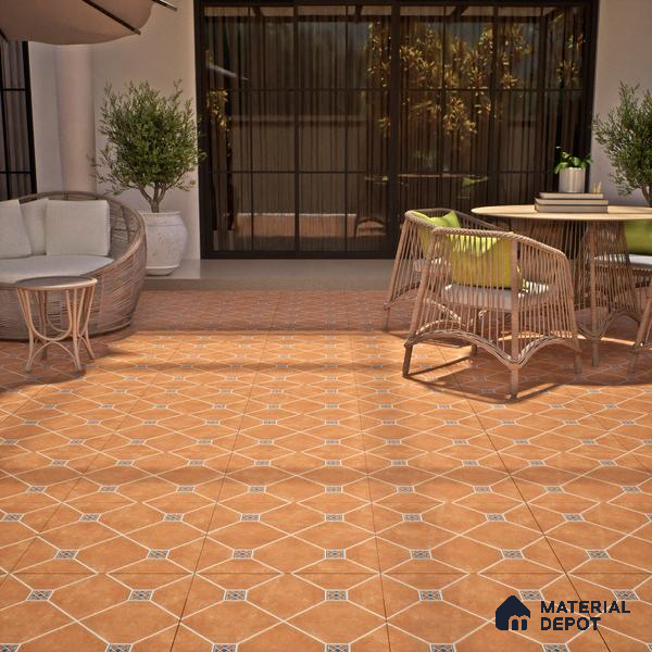 Parking Floor Tile TL 02338 16 x 16 inch Vitrified Anti Skid Matte Finish Heavy Duty Tile - 12 mm | Suitable For Outdoor, Balcony, Terrace | Pattern Alignment May Vary | 2-3 mm Spacer is Mandatory