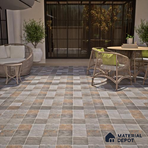 Parking Floor Tile TL 02335 16 x 16 inch Vitrified Anti Skid Matte Finish Heavy Duty Tile - 12 mm | Suitable For Outdoor, Balcony, Terrace | Pattern Alignment May Vary | 2-3 mm Spacer is Mandatory