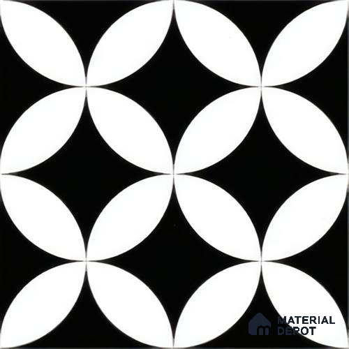 Moroccan Floor & Wall Tile TL 04358 Monochrome Star 1 ft x 1 ft Matte Finish Ceramic Tile - 9 mm | Suitable For Kitchen, Bathroom, Dining Area | Please Expect a Slight Variation of Pattern
