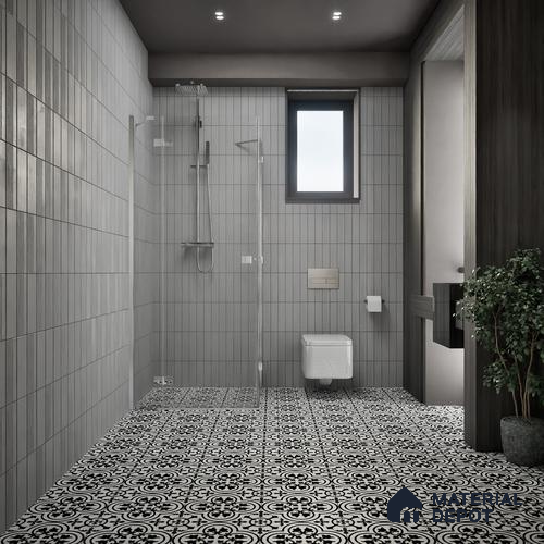 Moroccan Floor & Wall Tile TL 04360 Monochrome Floral 1 ft x 1 ft Matte Finish Ceramic Tile - 9 mm | Suitable For Kitchen, Bathroom, Dining Area | Please Expect a Slight Variation of Pattern