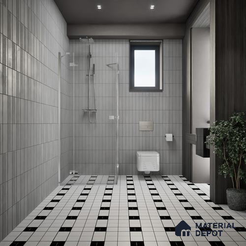 Moroccan Floor & Wall Tile TL 04361 Chess Monochrome Chequered 1 ft x 1 ft Matte Finish Ceramic Tile - 9 mm | Suitable For Kitchen, Bathroom, Dining Area | Please Expect a Slight Variation of Pattern
