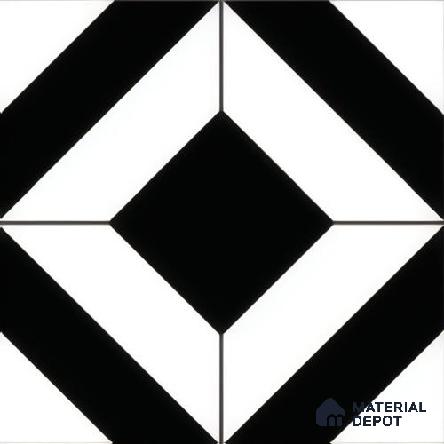 Moroccan Floor & Wall Tile TL 04364 Monochrome Square 1 ft x 1 ft Matte Finish Ceramic Tile - 9 mm | Suitable For Kitchen, Bathroom, Dining Area | Please Expect a Slight Variation of Pattern