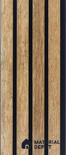 Brown Wooden Louver PN 05277 8 ft x 4.9 inch Charcoal Panel - 11 mm | Suitable for Feature Wall, TV Unit & Living Room | Width is Subjected to 5% Variation
