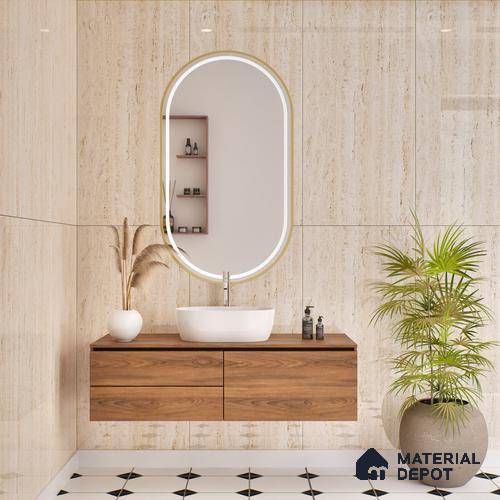 Budget Friendly Marble Floor & Wall Tile Value For Money TL 05600 Frosted Almond 4 ft x 2 ft - Vitrified Glossy Finish -9 mm | Suitable for Living Room, Bedroom & Bathroom
