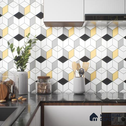 Moroccan Floor & Wall Tile TL 04366 Multiplayer Orange 1 ft x 1 ft Matte Finish Ceramic Tile - 9 mm | Suitable For Kitchen, Bathroom, Dining Area | Please Expect a Slight Variation of Pattern