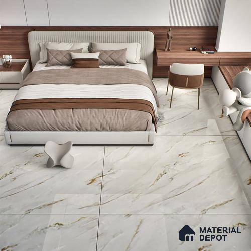TL 08097 B Lorex white 6 ft x 4 ft Glossy Finish Endless PGVT Vitrified Tile - 15 mm (Random 4) | Adhesive and Spacers Must be Used During Installation