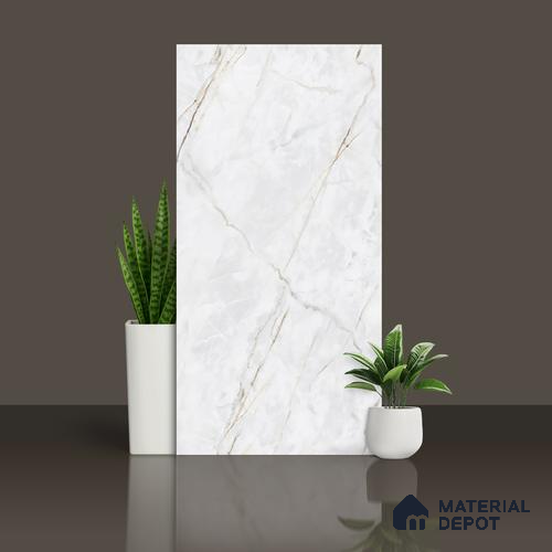 Marble Wall & Floor Tile TL 09961 D Fame White Pearl 4 ft x 2 ft Matte Finish Vitrified Tile - 9 mm | Suitable For living Room, Bedroom, Kitchen