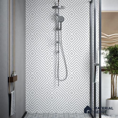 Moroccan Wall & Floor Tile TL 00240 A White 1 ft x 1 ft Matte Finish Ceramic Tile - 9 mm | Suitable For Kitchen, Bathroom, Dining Area | Please Expect a Slight Variation of Pattern