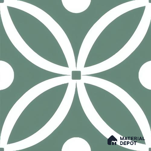 Moroccan Floor & Wall Tile TL 00254 Floral Green 1 ft x 1 ft Matte Finish Ceramic Tile - 9 mm | Suitable For Kitchen, Bathroom, Dining Area | Please Expect a Slight Variation of Pattern