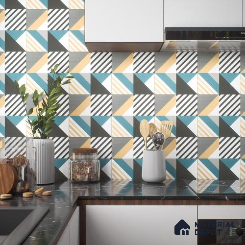 Moroccan Floor & Wall Tile TL 04377 Iram Orange 1 ft x 1 ft Matte Finish Ceramic Tile - 9 mm | Random Design | Suitable For Kitchen, Bathroom, Dining Area | Please Expect a Slight Variation of Pattern