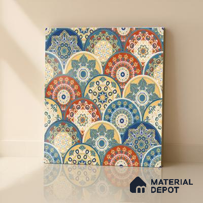 Moroccan Floor & Wall Tile TL 04384 Jaipuri Orange 1 ft x 1 ft Matte Finish Ceramic Tile - 9 mm | Suitable For Kitchen, Bathroom, Dining Area | Please Expect a Slight Variation of Pattern
