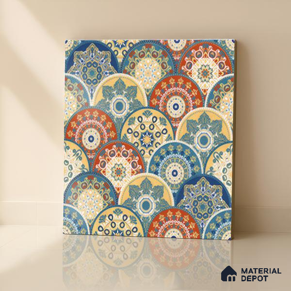 Moroccan Floor & Wall Tile TL 04384 Jaipuri Orange 1 ft x 1 ft Matte Finish Ceramic Tile - 9 mm | Suitable For Kitchen, Bathroom, Dining Area | Please Expect a Slight Variation of Pattern