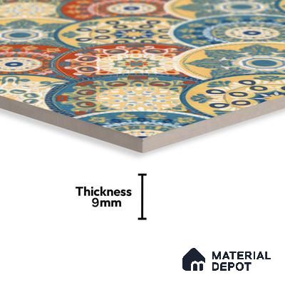 Moroccan Floor & Wall Tile TL 04384 Jaipuri Orange 1 ft x 1 ft Matte Finish Ceramic Tile - 9 mm | Suitable For Kitchen, Bathroom, Dining Area | Please Expect a Slight Variation of Pattern