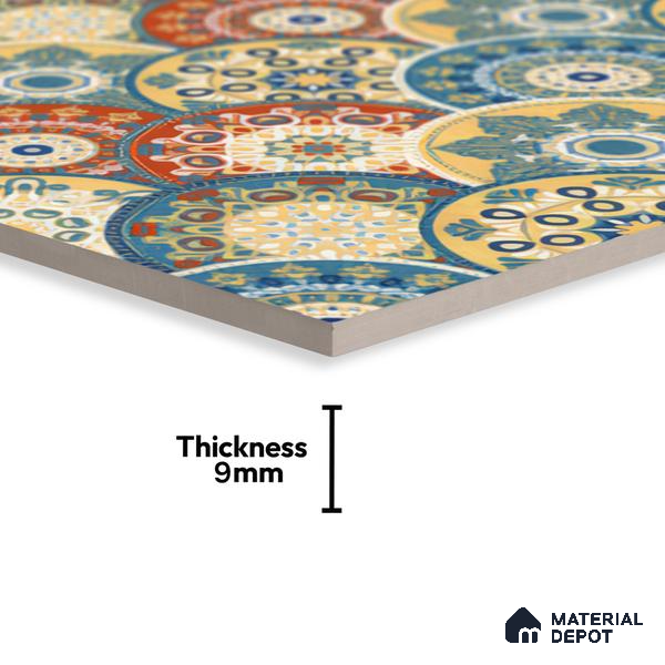 Moroccan Floor & Wall Tile TL 04384 Jaipuri Orange 1 ft x 1 ft Matte Finish Ceramic Tile - 9 mm | Suitable For Kitchen, Bathroom, Dining Area | Please Expect a Slight Variation of Pattern