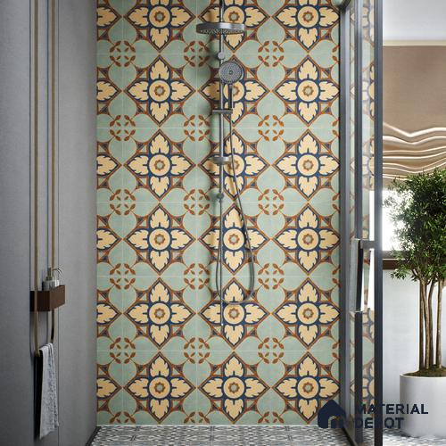 Moroccan Floor & Wall Tile TL 04390 Fire & Water 1 ft x 1 ft Matte Finish Ceramic Tile - 9 mm | Suitable For Kitchen, Bathroom, Dining Area | Please Expect a Slight Variation of Pattern