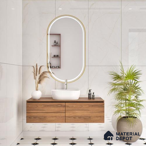 Budget Friendly Marble Floor & Wall Tile Value For Money TL 05605 Beige Abria 4 ft x 2 ft - Vitrified Glossy Finish -9 mm | Suitable for Living Room, Bedroom & Bathroom