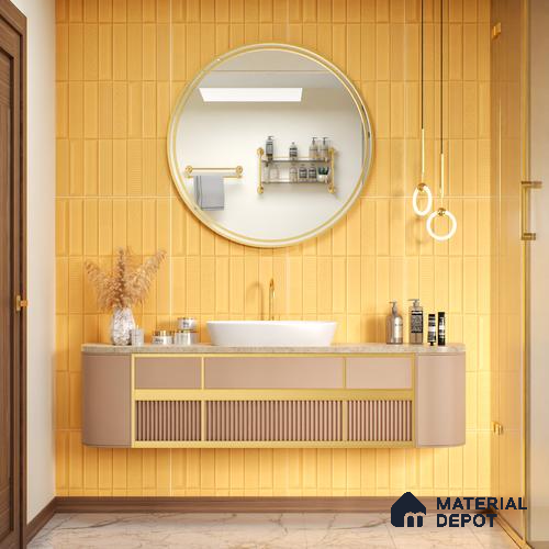 TL 00695 B Aesthetic Arencia Series Pattern 5 Orange Chrome Finish 4 ft x 2 ft Full Body Vitrified Tile - 9 mm