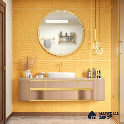 TL 00695 I Aesthetic Arencia Series Pattern 8 Orange Chrome Finish 4 ft x 2 ft Full Body Vitrified Tile - 9 mm