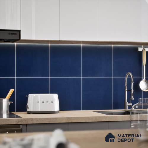 Plain Pastel Wall & Floor Tile TL 04921 B Base & Bloom Base Solid Blue 1 ft x 1 ft Ceramic Matte Finish - 9 mm | Suitable for Living Room, Bedroom, Bathroom, Courtyard, Balcony