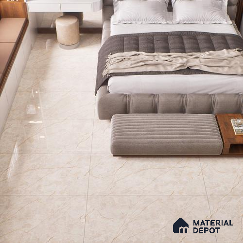 Budget Friendly Marble Floor & Wall Tile Value For Money TL 05589 Crema Allegra 4 ft x 2 ft - Vitrified Glossy Finish -9 mm | 4 Random Design | Suitable for Living Room, Bedroom & Bathroom