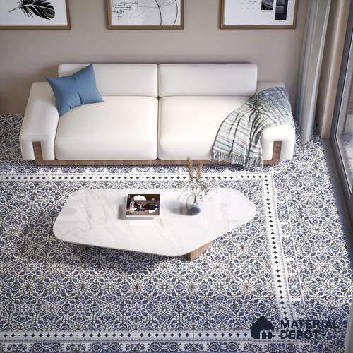 Moroccan Carpet Floor Tile TL 03047 B Border 1 ft x 1 ft Matte Finish Digital Ceramic Tile - 9.5 mm | Suitable For Living Room, Kitchen, Bathroom | Please Expect a Slight Variation of Pattern