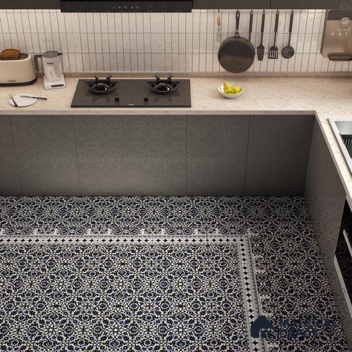 Moroccan Carpet Floor Tile TL 03047 B Border 1 ft x 1 ft Matte Finish Digital Ceramic Tile - 9.5 mm | Suitable For Living Room, Kitchen, Bathroom | Please Expect a Slight Variation of Pattern