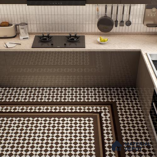 Moroccan Carpet Floor Tile TL 03079 A Corner 1 ft x 1 ft Matte Finish Digital Ceramic Tile - 9.5 mm | Suitable For Living Room, Kitchen, Bathroom | Please Expect a Slight Variation of Pattern