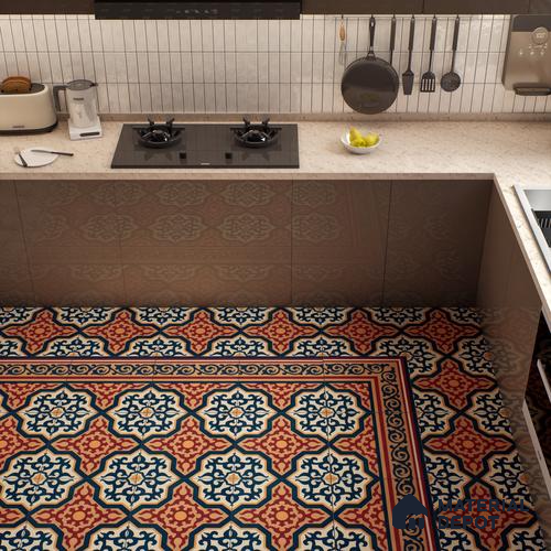 Moroccan Carpet Tile TL 03080 B Border 1 ft x 1 ft Matte Finish Digital Ceramic Tile - 9.5 mm | Suitable For Living Room, Kitchen, Bathroom | Please Expect a Slight Variation of Pattern