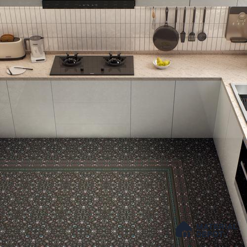 Moroccan Carpet Floor Tile TL 03081 B Border 1 ft x 1 ft Matte Finish Digital Ceramic Tile - 9.5 mm | Suitable For Living Room, Kitchen, Bathroom | Please Expect a Slight Variation of Pattern
