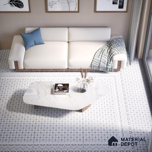 Moroccan Carpet Floor Tile TL 03082 B Border 1 ft x 1 ft Matte Finish Digital Ceramic Tile - 9.5 mm | Suitable For Living Room, Kitchen, Bathroom | Please Expect a Slight Variation of Pattern