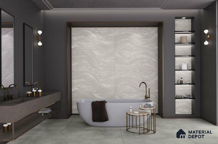 Stone Floor & Wall Tile TL 04445 Antania Latte 4 ft x 2 ft Digital Punch Matte Finish Vitrified Tile - 9 mm | 4 Random Design | Suitable For Living Room, Bedroom, Bathroom