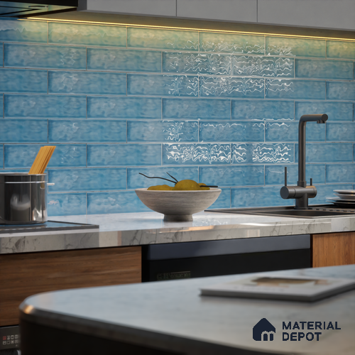 TL 03802 B Blue 300x75 mm Glossy Finish Ceramic Wall  Subway Tile - 10 mm