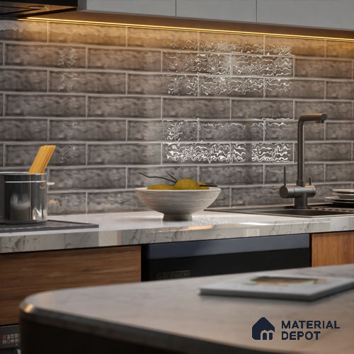 TL 03802 C Charcoal 300x75 mm Glossy Finish Ceramic Wall Subway Tile - 10 mm