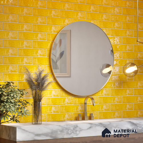 TL 03802 H Yellow 300x75 mm Glossy Finish Ceramic Wall Subway Tile - 10 mm