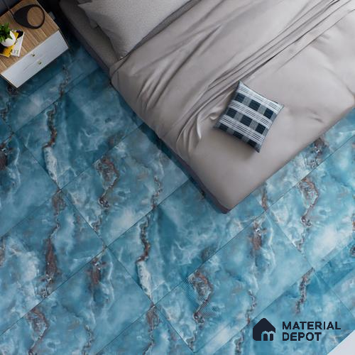 Marble Floor & Wall Tile TL 05574 Aqua Onyx Viser 4 ft x 2 ft Glossy Finish Vitrified Tile - 9 mm (Random 4)