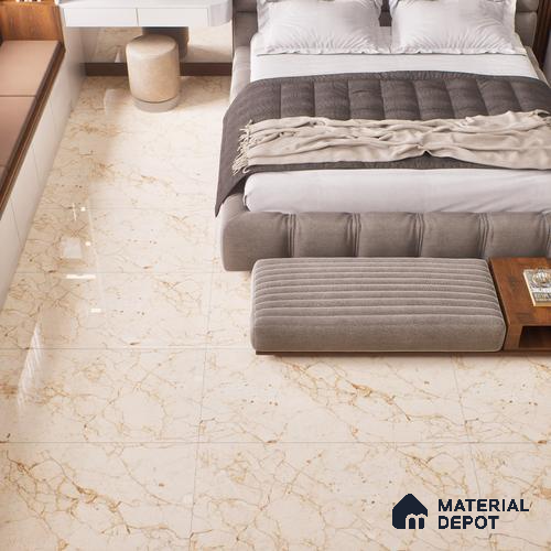 Budget Friendly Marble Floor & Wall Tile Value For Money TL 05597 Crema Arenado 4 ft x 2 ft - Vitrified Glossy Finish -9 mm | 3 Random Design | Suitable for Living Room, Bedroom & Bathroom