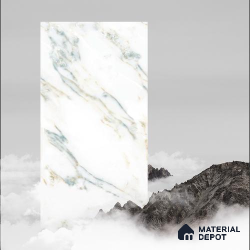 Budget Friendly Marble Floor & Wall Tile Value For Money TL 05587 Green Aurelia 4 ft x 2 ft - Vitrified Glossy Finish -9 mm | Suitable for Living Room, Bedroom & Bathroom