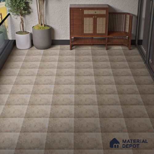 Budget Friendly Stone Look Value for Money Parking Glow Beige Floor Tile 16 x 16 inch | TL 00662 A | Vitrified Matte Finish Tile - 12 mm | Suitable For Parking, Outdoor, Balcony & Terrace | Pattern Alignment May Vary | 2-3 mm Spacer is Mandatory