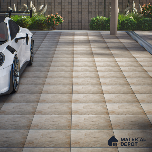 Budget Friendly Stone Look Value for Money Parking Glow Beige Floor Tile 16 x 16 inch | TL 00662 A | Vitrified Matte Finish Tile - 12 mm | Suitable For Parking, Outdoor, Balcony & Terrace | Pattern Alignment May Vary | 2-3 mm Spacer is Mandatory