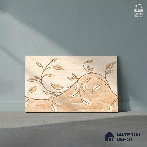 TL 01889 D Cream Highlighter 2 18 x 12 inch Glossy Finish Ceramic Wall Tile - 6 mm