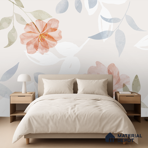 Quiet Botanica Delicate Pink Wildflower Scatter | WP 04128 Canvas Texture Finish Florals Style luxurious Customized size Wallpaper | 250 GSM WP01CNF Paper | (MOQ = 30 Sq. Ft.)