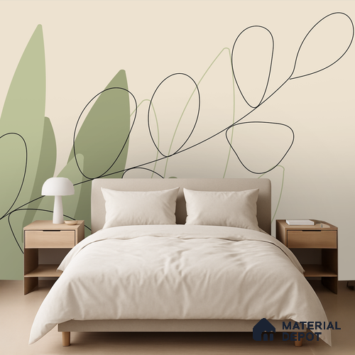 One Line Garden Light Lilac Blossom Wash | WP 04144 B Non Woven Matte Finish Tropical Style Premium Customized size Wallpaper | 150 GSM WP01MTF Paper | (MOQ = 30 Sq. Ft.)