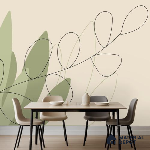 One Line Garden Light Lilac Blossom Wash | WP 04144 B Non Woven Matte Finish Tropical Style Premium Customized size Wallpaper | 150 GSM WP01MTF Paper | (MOQ = 30 Sq. Ft.)