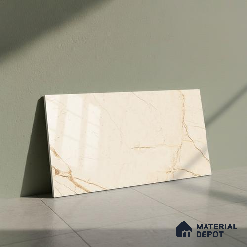 Marble Wall Tile TL 06454 Yasmin Beige 2 ft x 1 ft Ceramic Glossy Finish - 8 mm | Suitable for Living Room, Kitchen & Bathroom